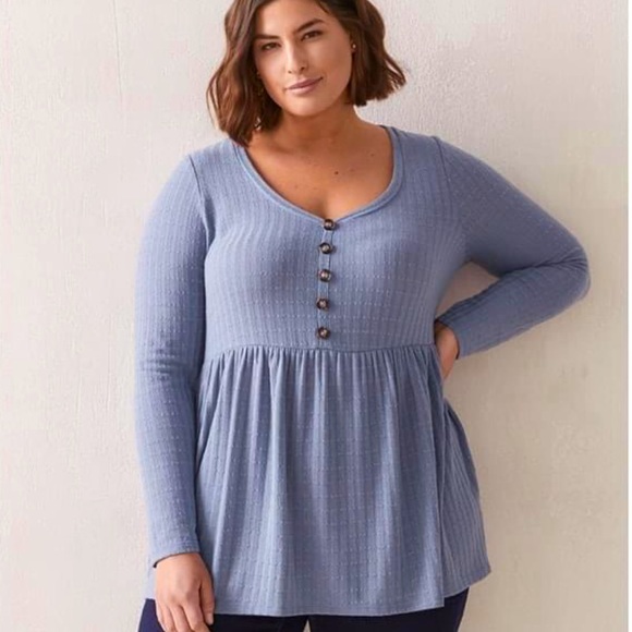 Plus Size 4X Pointelle Knit Babydoll Top NWOT